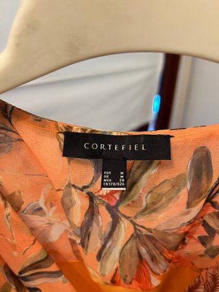 Vestido gasa estampado floral naranja