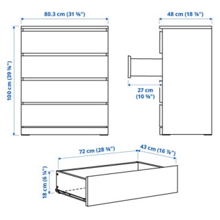 Cómoda 4 cajones IKEA MALM Blanca