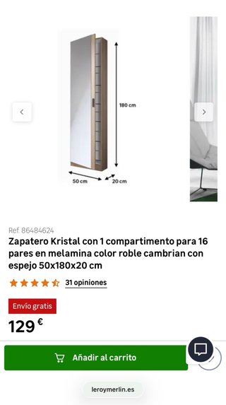 Zapatero con espejo y luces