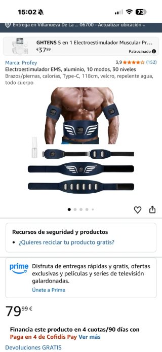 Electroestimulador EMS Profey 5 en 1