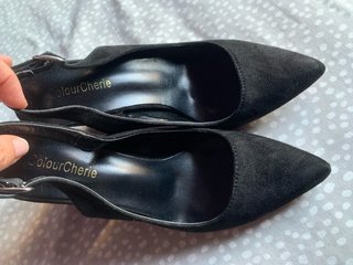 Sandalias Slingback Ante Negro Talla 36