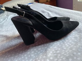 Sandalias Slingback Ante Negro Talla 36