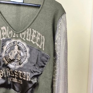Camiseta verde mangas rejilla T. L (42/44)