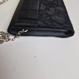 Bolso clutch negro encaje elegante cadena fiesta L