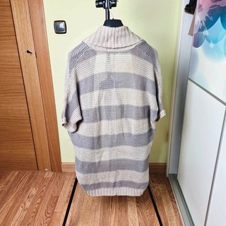 cardigan largo punto shana xl beige gris oversize