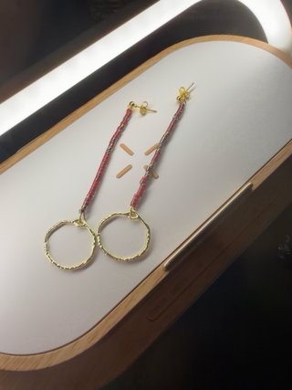 Pendientes largos artesanales acero y cuentas