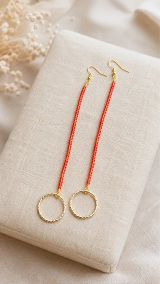 Pendientes largos artesanales acero y cuentas