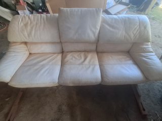 Sofá de piel Jean Charles Liviani beige