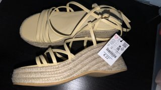 Sandalias cuña Lefties amarillo claro