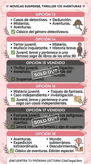 Cita a ciegas con un libro thriller o de aventura