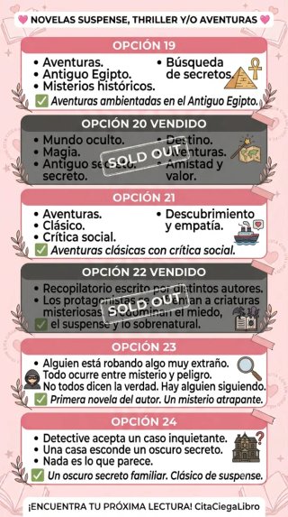 Cita a ciegas con un libro thriller o de aventura