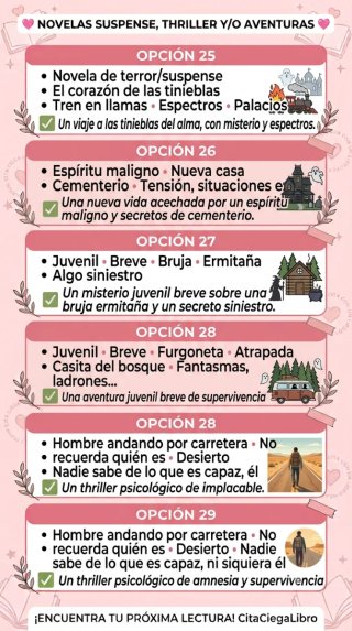 Cita a ciegas con un libro thriller o de aventura