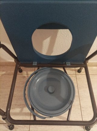 Silla WC azul con reposabrazos