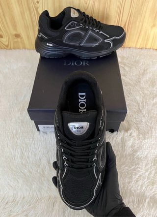 Zapatillas Dior B30 Negras y Plateadas