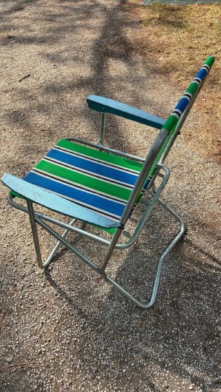 Silla de Playa Plegable Rayas Azul y Verde