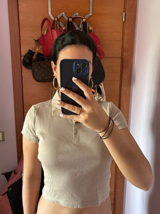 Camisa crop Calvin Klein Jeans beige Talla L