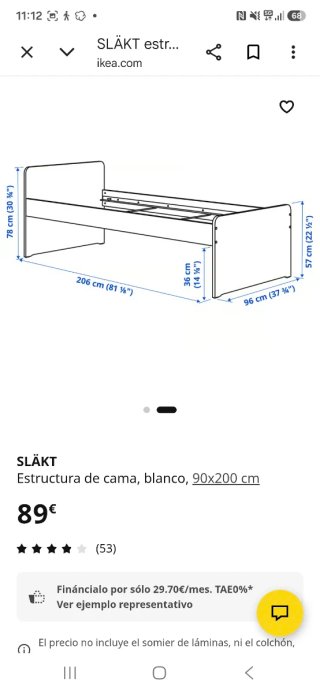 Cama nido IKEA  SLAKT  90x200