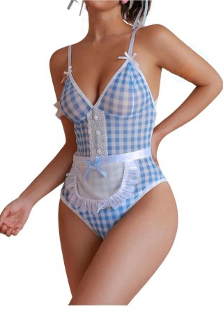 Body cute lencero cuadros Vichy azul y blanco