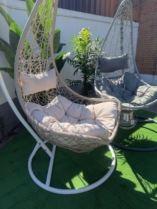 Silla Mecedora Colgante con Cesta Gris