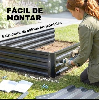 Jardinera metálica y de madera
