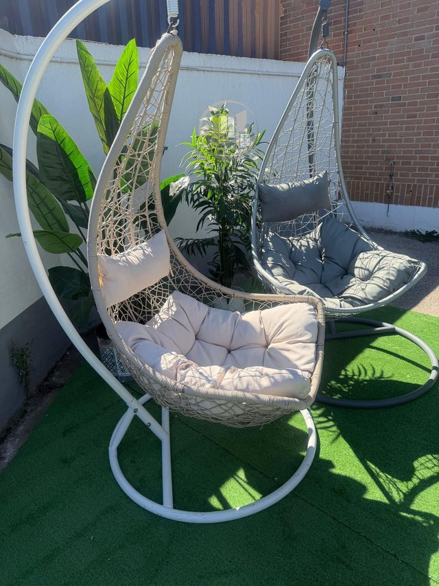 Silla Mecedora Colgante con Cesta Gris