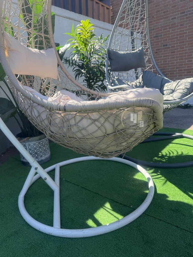 Silla Mecedora Colgante con Cesta Gris