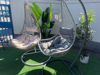 Silla Mecedora Colgante con Cesta Gris