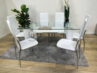 MESA CRISTAL CON 6 SILLAS PATAS CROMADAS