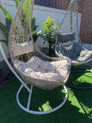 Silla Mecedora Colgante con Cesta Gris
