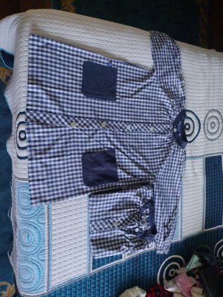 Conjunto colegial/manualidades azul cuadros