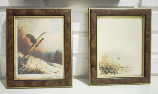 Lote 3 cuadros vintage mujer y ave