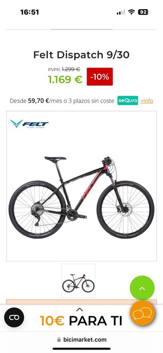 Bicicleta de Montaña Felt Negra y Roja