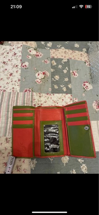Cartera Felda Piel Rosa y Verde