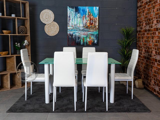 Conjunto de mesa con 6 sillas blanco