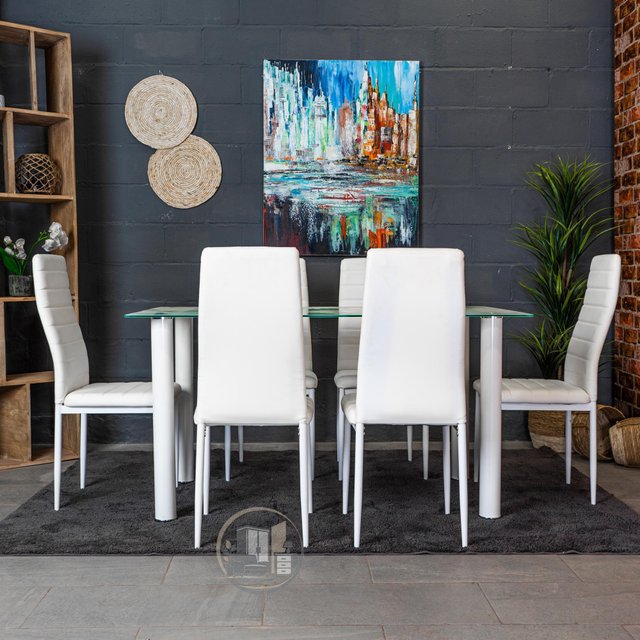 Conjunto de mesa con 6 sillas blanco