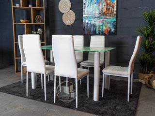 Conjunto de mesa con 6 sillas blanco