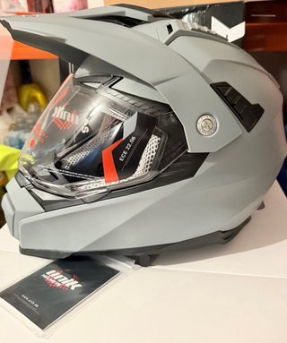 Casco Moto Enduro Gris Mate Nuevo