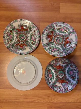 Juego 4 Platos Cerámica Decorados