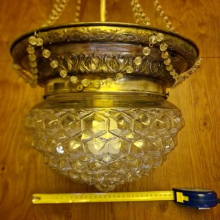 Lámpara de techo vintage cristal y metal (1930)