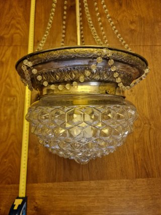 Lámpara de techo vintage cristal y metal (1930)