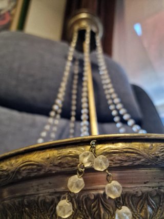Lámpara de techo vintage cristal y metal (1930)