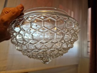 Lámpara de techo vintage cristal y metal (1930)