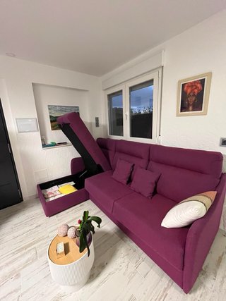 Sofá Cama Chaise Longue Tela Morado