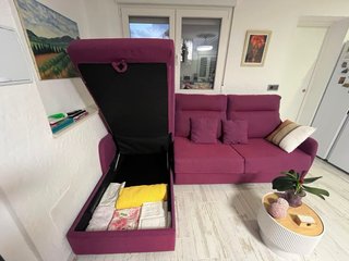 Sofá Cama Chaise Longue Tela Morado