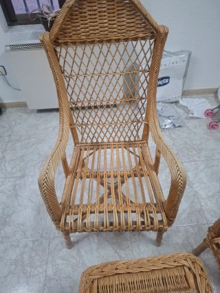 Conjunto mimbre: sofá, 2 sillones y mesa