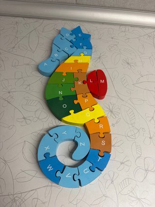 Puzzle Caballito de Mar Madera ABC y números