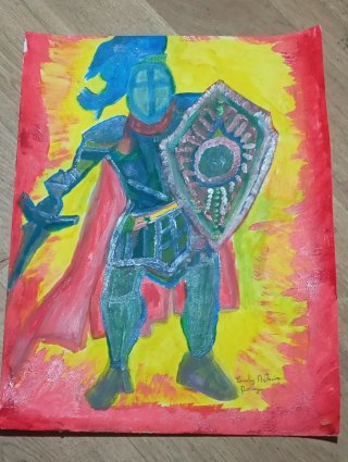 Pintura Original Caballero con Escudo