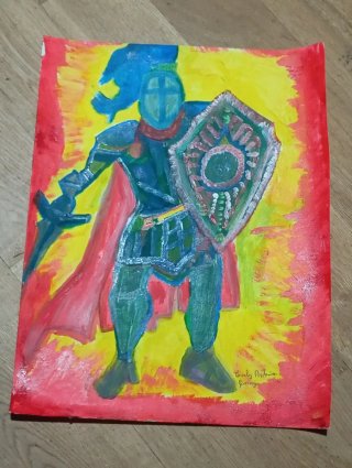 Pintura Original Caballero con Escudo