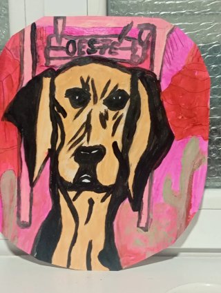 Pintura original de perro OESTE