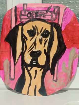 Pintura original de perro OESTE